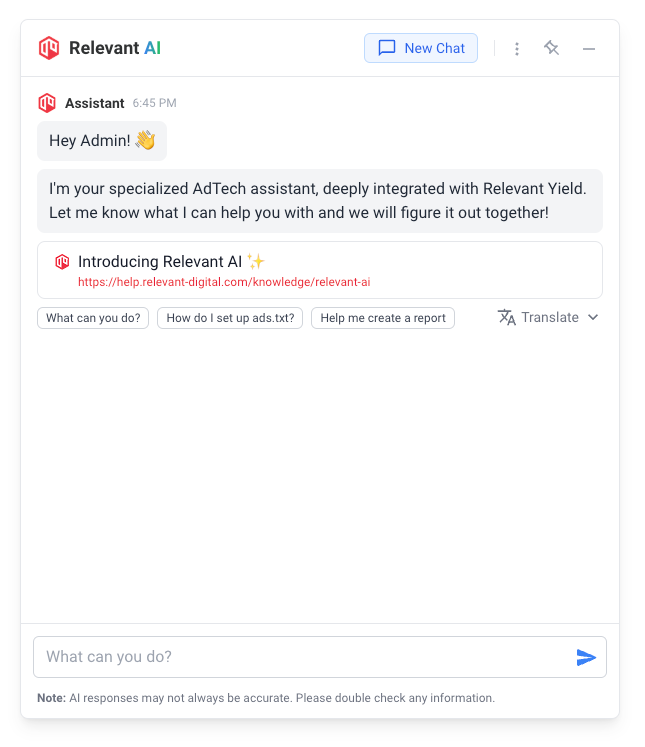 Relevant AI window, isolated